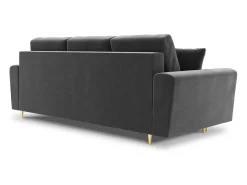 Cosmopolitan Design - Sofá-cama com compartimento de arrumação "Kyoto" 3 lugares em veludo cinza claro - 235x100x88cm