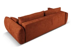 Cosmopolitan Design - Sofá-cama com compartimento de arrumação "Matera" 3 lugares em tecido chenille terracota - 240x108x86cm