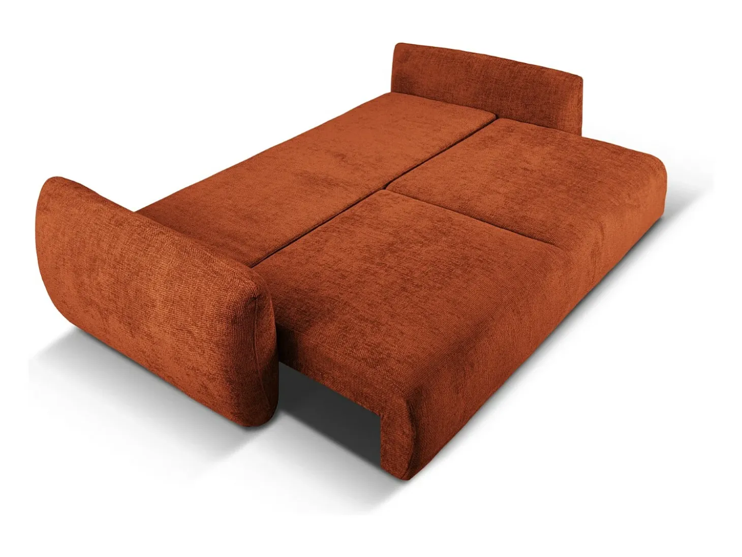 Cosmopolitan Design - Sofá-cama com compartimento de arrumação "Matera" 3 lugares em tecido chenille terracota - 240x108x86cm