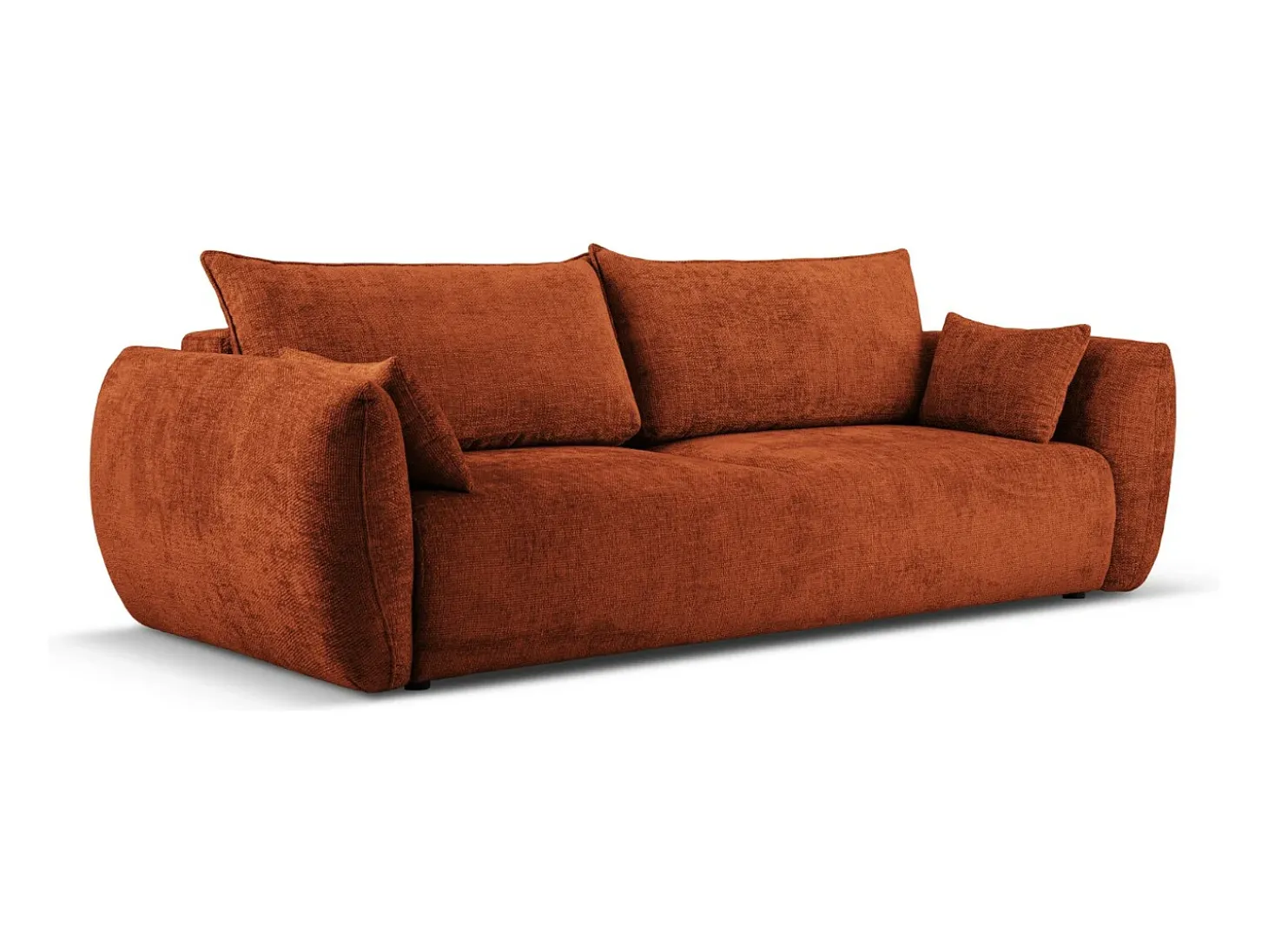 Cosmopolitan Design - Sofá-cama com compartimento de arrumação "Matera" 3 lugares em tecido chenille terracota - 240x108x86cm