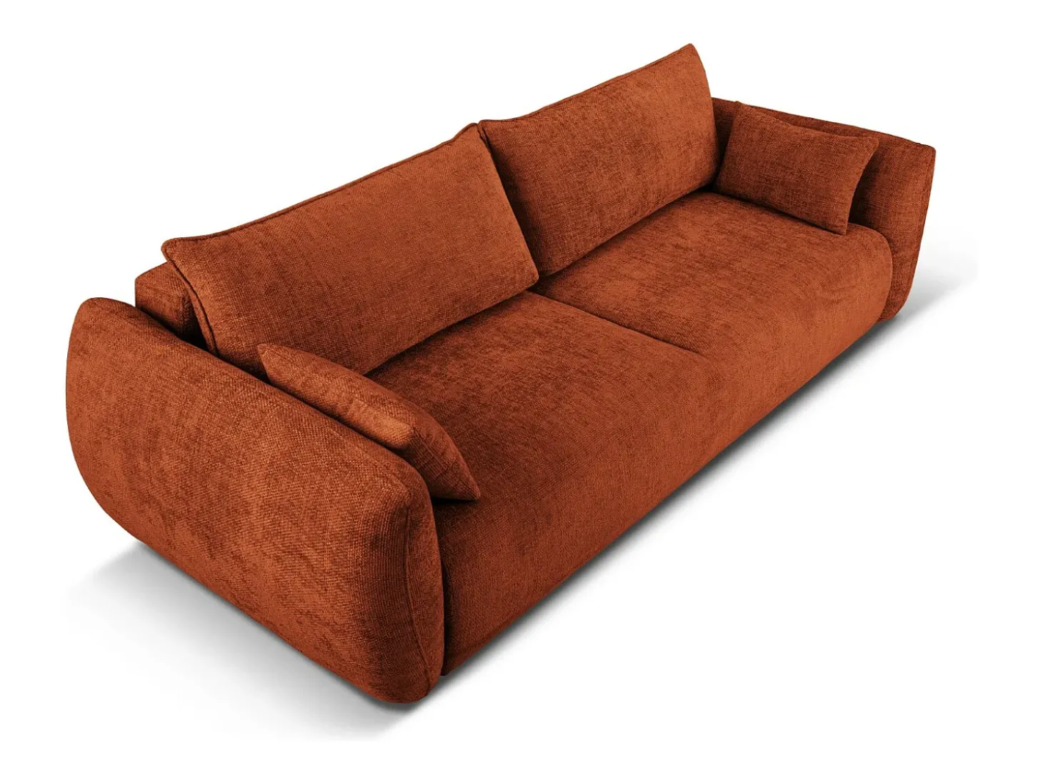 Cosmopolitan Design - Sofá-cama com compartimento de arrumação "Matera" 3 lugares em tecido chenille terracota - 240x108x86cm