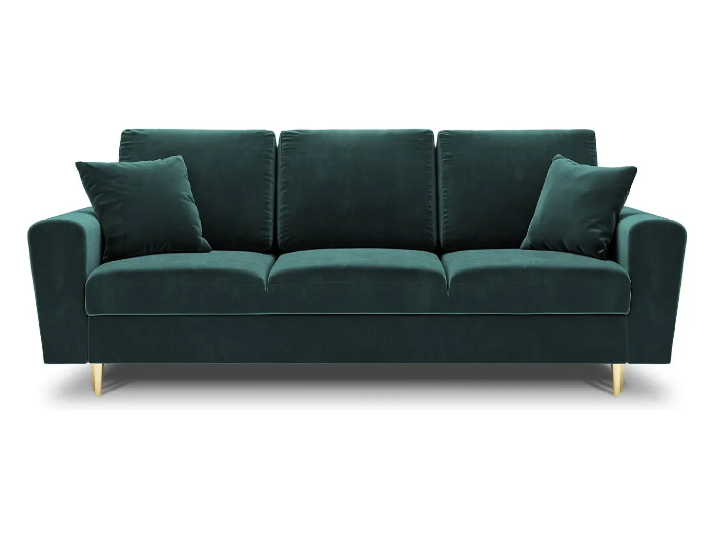 Cosmopolitan Design - Sofá-cama com compartimento de arrumação "Kyoto" 3 lugares em veludo petróleo - 235x100x88cm