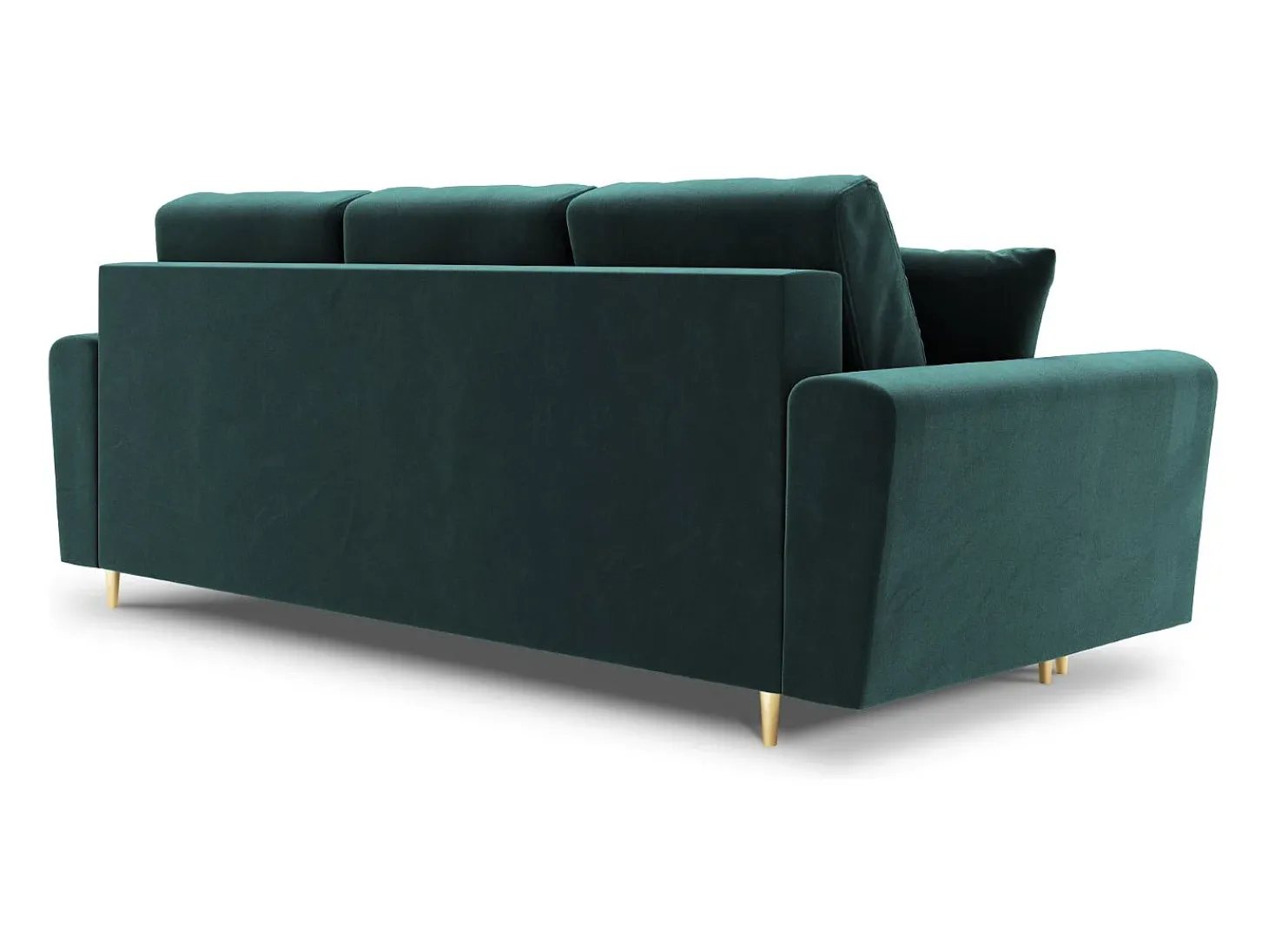 Cosmopolitan Design - Sofá-cama com compartimento de arrumação "Kyoto" 3 lugares em veludo petróleo - 235x100x88cm
