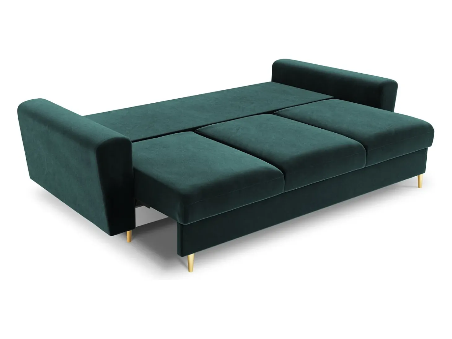 Cosmopolitan Design - Sofá-cama com compartimento de arrumação "Kyoto" 3 lugares em veludo petróleo - 235x100x88cm