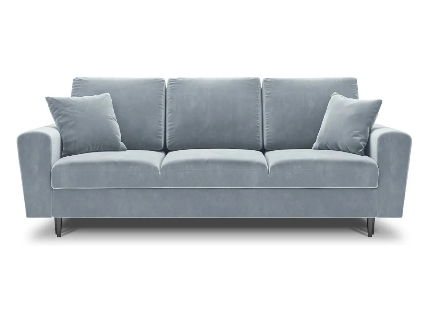 Cosmopolitan Design - Sofá-cama com compartimento de arrumação "Kyoto" 3 lugares em veludo azul claro - 235x100x88cm