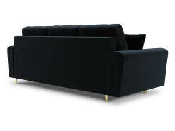Cosmopolitan Design - Sofá-cama com compartimento de arrumação "Kyoto" 3 lugares em veludo azul escuro - 235x100x88cm