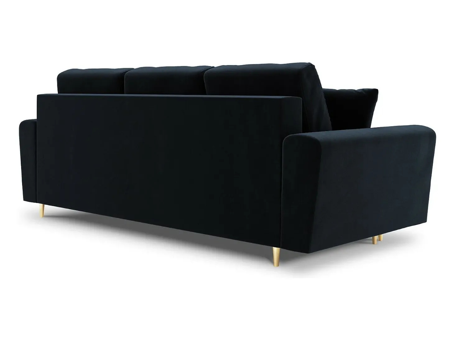 Cosmopolitan Design - Sofá-cama com compartimento de arrumação "Kyoto" 3 lugares em veludo azul escuro - 235x100x88cm