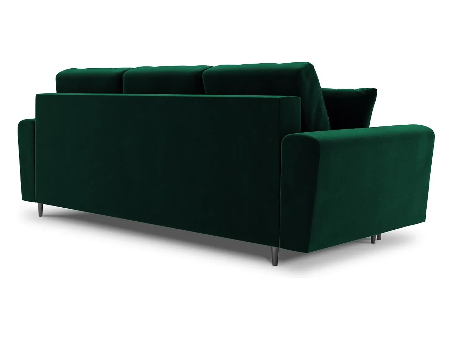 Cosmopolitan Design - Sofá-cama com compartimento de arrumação "Kyoto" 3 lugares em veludo verde garrafa - 235x100x88cm
