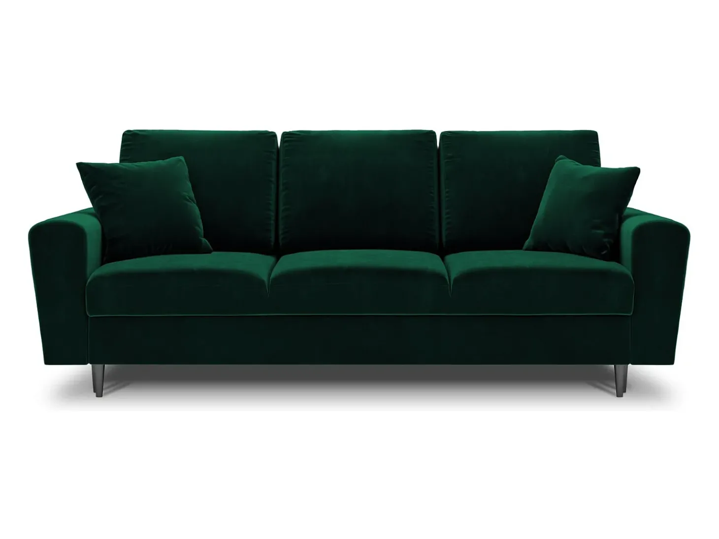 Cosmopolitan Design - Sofá-cama com compartimento de arrumação "Kyoto" 3 lugares em veludo verde garrafa - 235x100x88cm