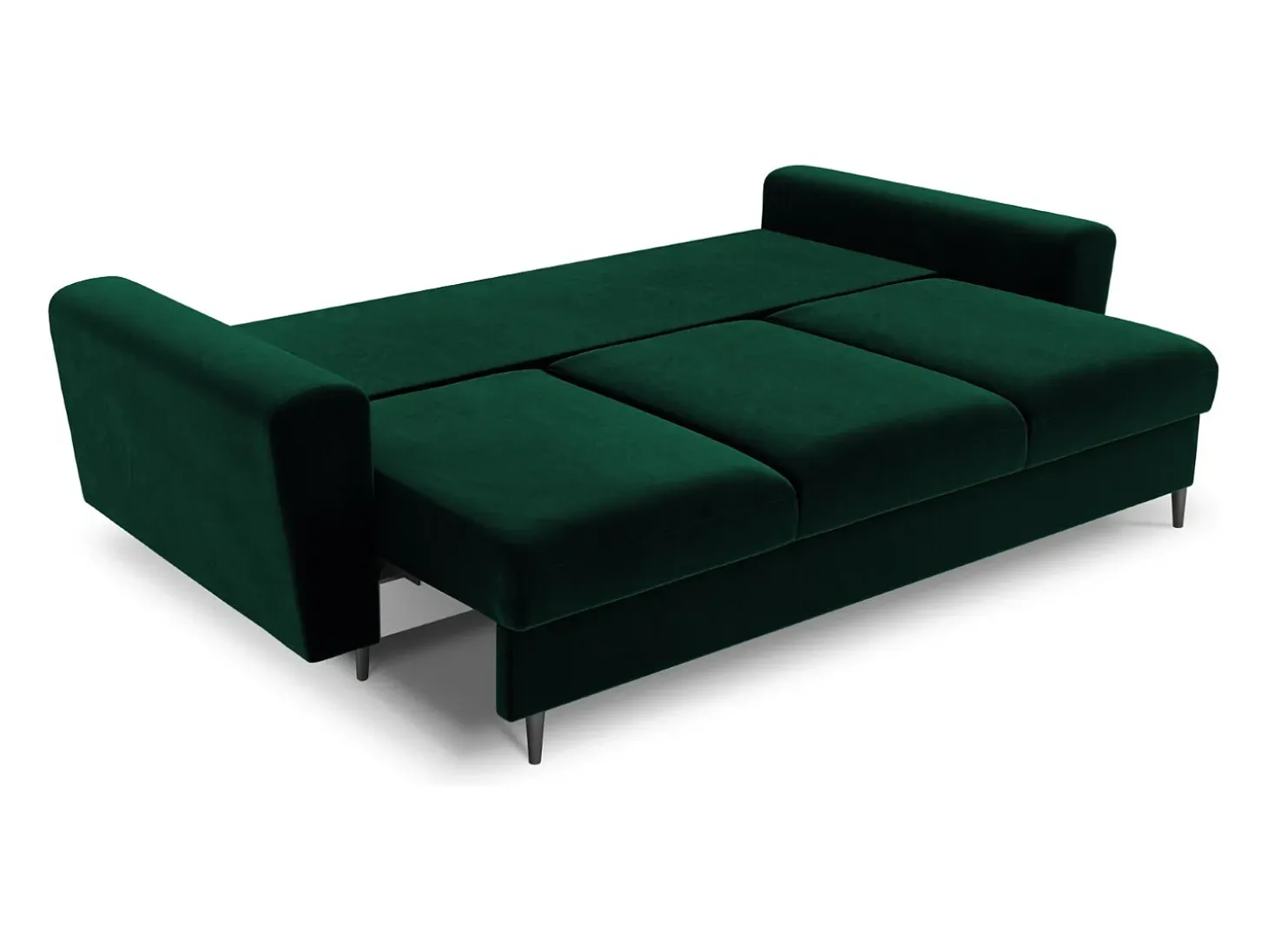Cosmopolitan Design - Sofá-cama com compartimento de arrumação "Kyoto" 3 lugares em veludo verde garrafa - 235x100x88cm