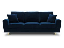 Cosmopolitan Design - Sofá-cama com compartimento de arrumação "Kyoto" 3 lugares em veludo azul real - 235x100x88cm