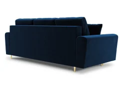 Cosmopolitan Design - Sofá-cama com compartimento de arrumação "Kyoto" 3 lugares em veludo azul real - 235x100x88cm