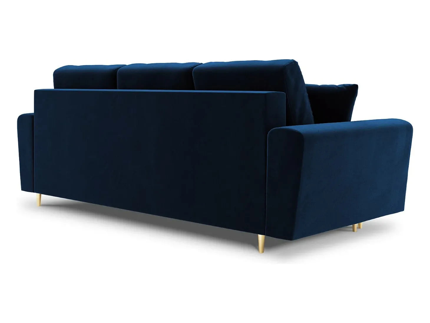 Cosmopolitan Design - Sofá-cama com compartimento de arrumação "Kyoto" 3 lugares em veludo azul real - 235x100x88cm