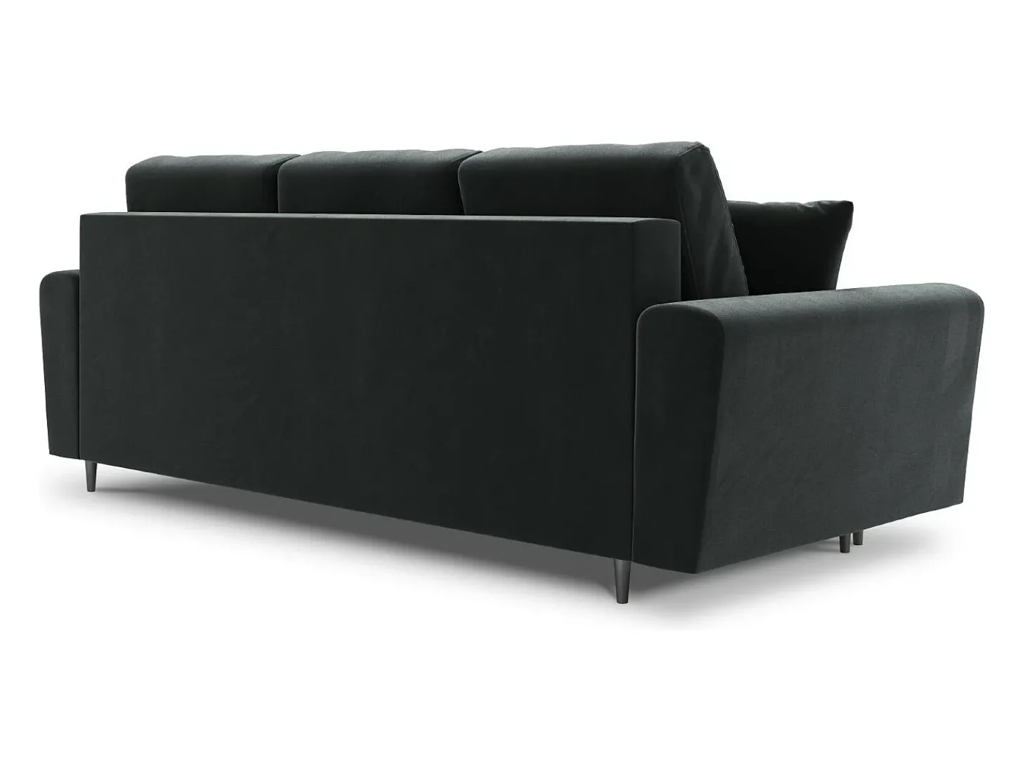 Cosmopolitan Design - Sofá-cama com compartimento de arrumação "Kyoto" 3 lugares em veludo cinza escuro - 235x100x88cm
