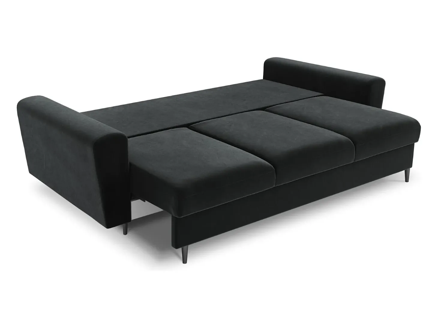Cosmopolitan Design - Sofá-cama com compartimento de arrumação "Kyoto" 3 lugares em veludo cinza escuro - 235x100x88cm