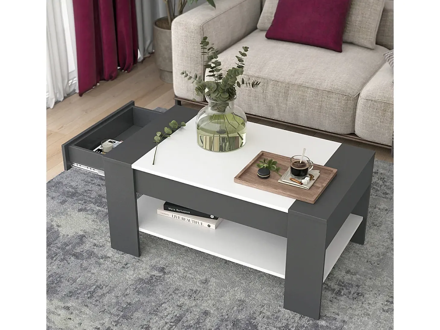 Couchtisch antracite/branco 99.6x58.8x48.2 august