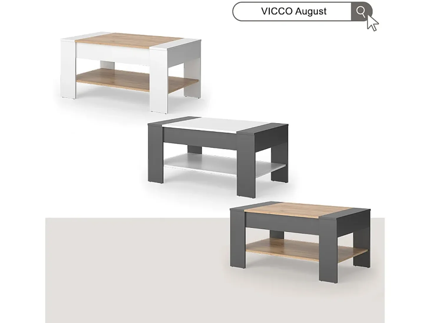 Couchtisch antracite/branco 99.6x58.8x48.2 august