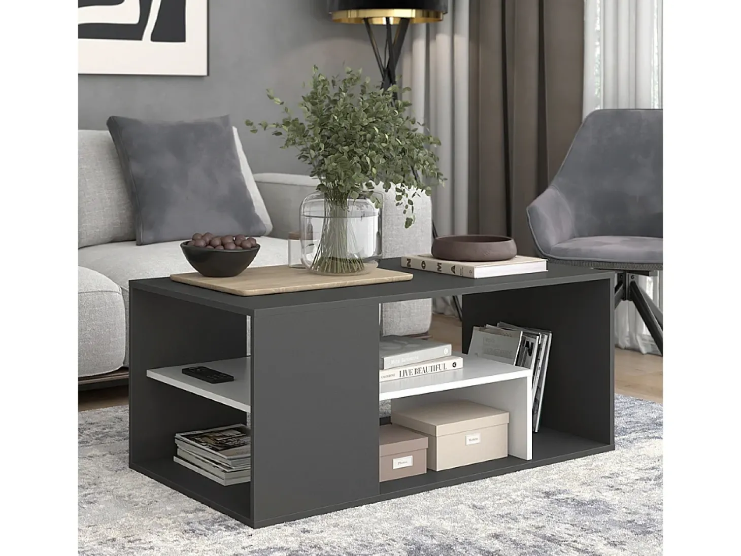 Couchtisch antracite/branco 110x59x47 edgar