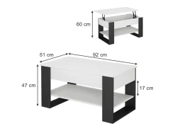 Couchtisch branco/antracite 92x51x47 lifto