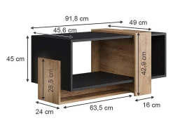 Couchtisch carvalho antracite/goldkraft 91.8x49x45 aven