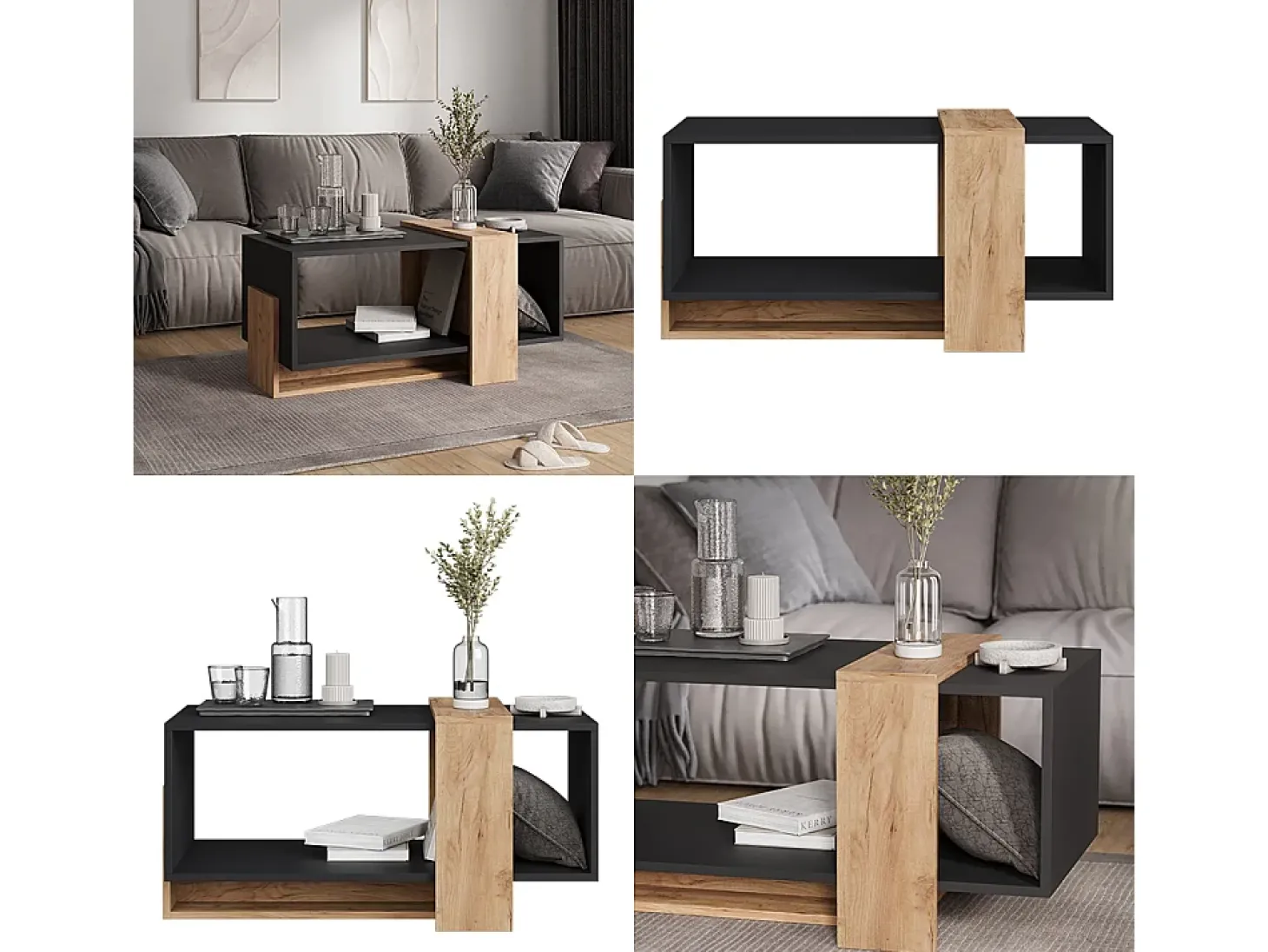 Couchtisch carvalho antracite/goldkraft 91.8x49x45 aven