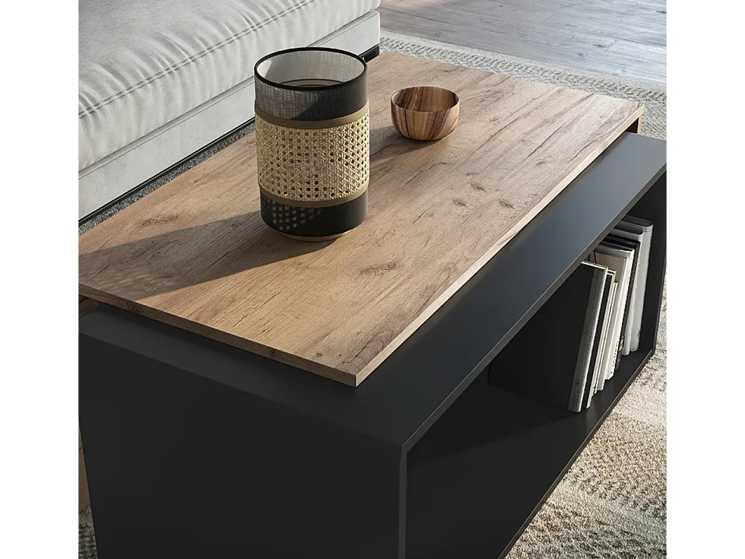 Couchtisch carvalho antracite/goldkraft 90x48x40 paul