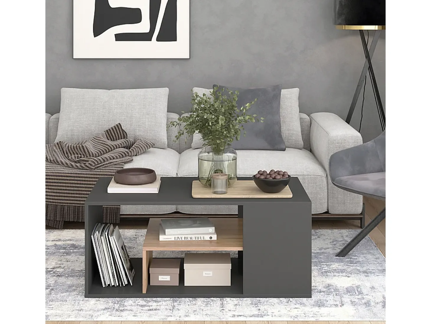Couchtisch carvalho antracite/goldkraft 110x59x47 edgar