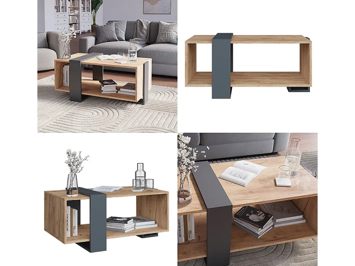 Couchtisch carvalho antracite/goldkraft 91.5x52x42.1 aven