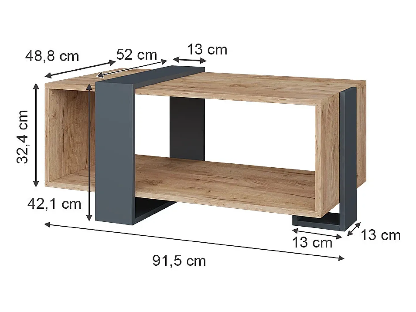 Couchtisch carvalho antracite/goldkraft 91.5x52x42.1 aven