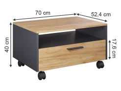 Couchtisch carvalho antracite/goldkraft 70x52.4x40 bibo