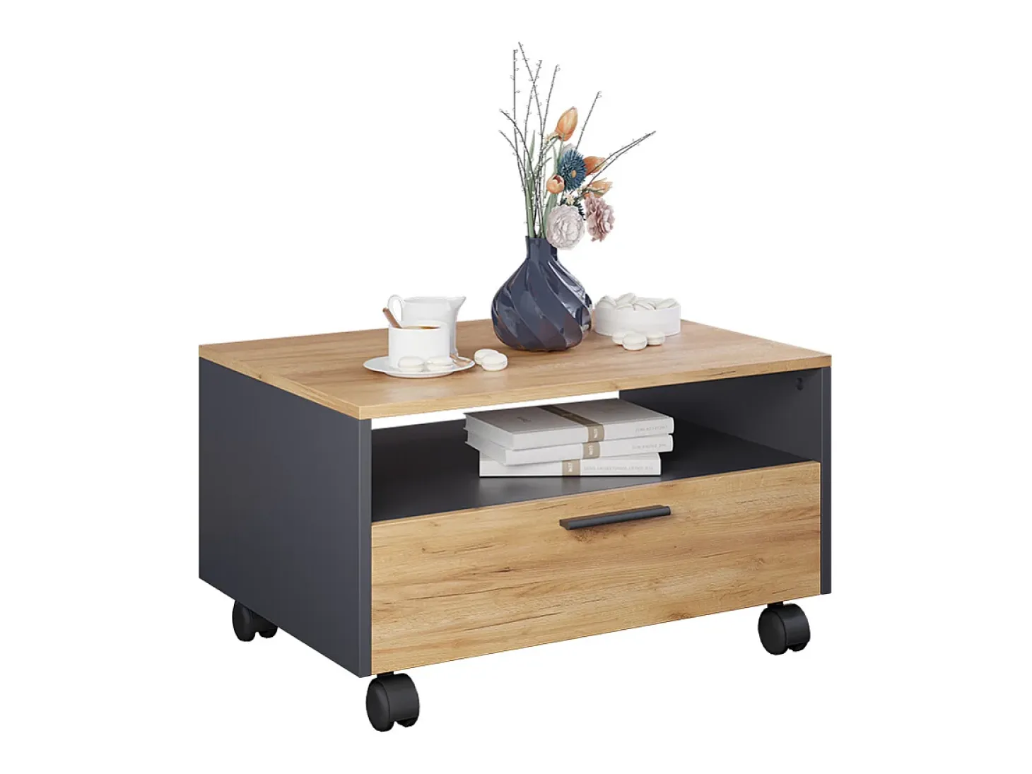 Couchtisch carvalho antracite/goldkraft 70x52.4x40 bibo