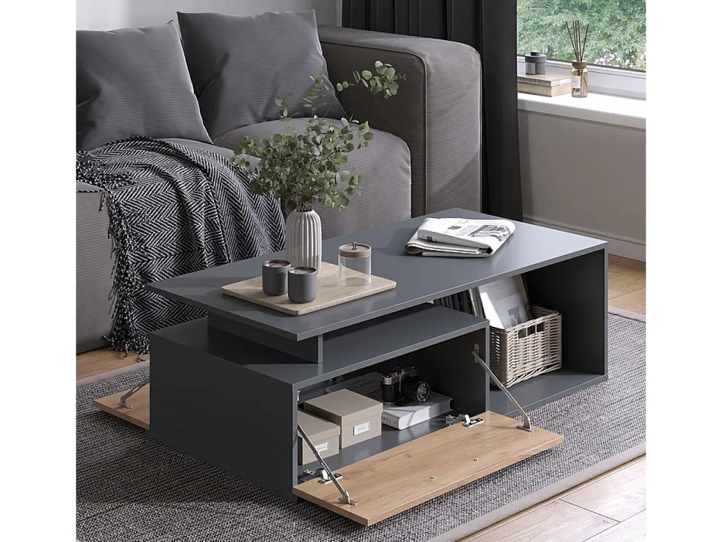 Couchtisch carvalho antracite/goldkraft 118x59x39.8 roland