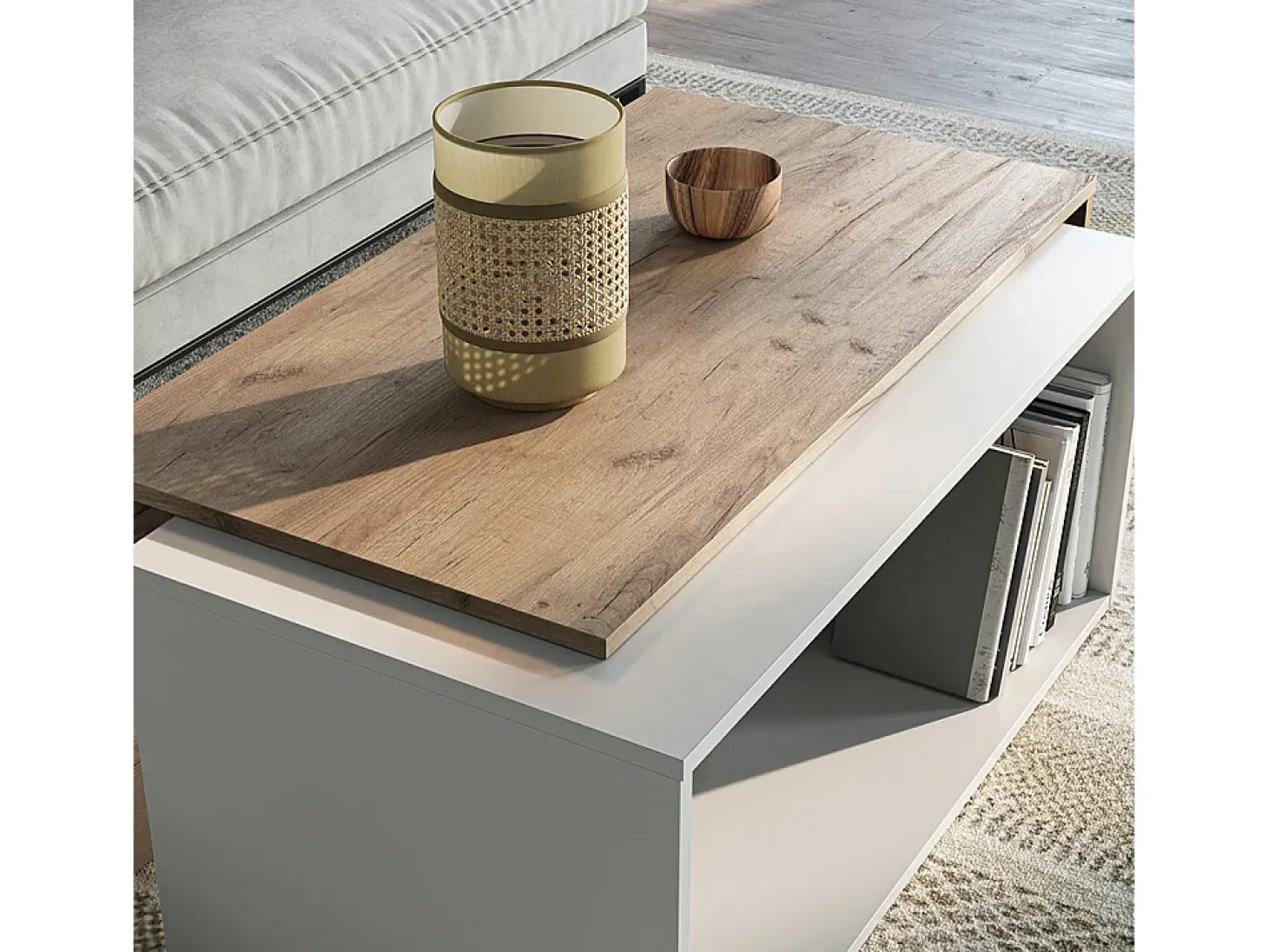 Couchtisch carvalho branco/dourado 90x48x40 paul