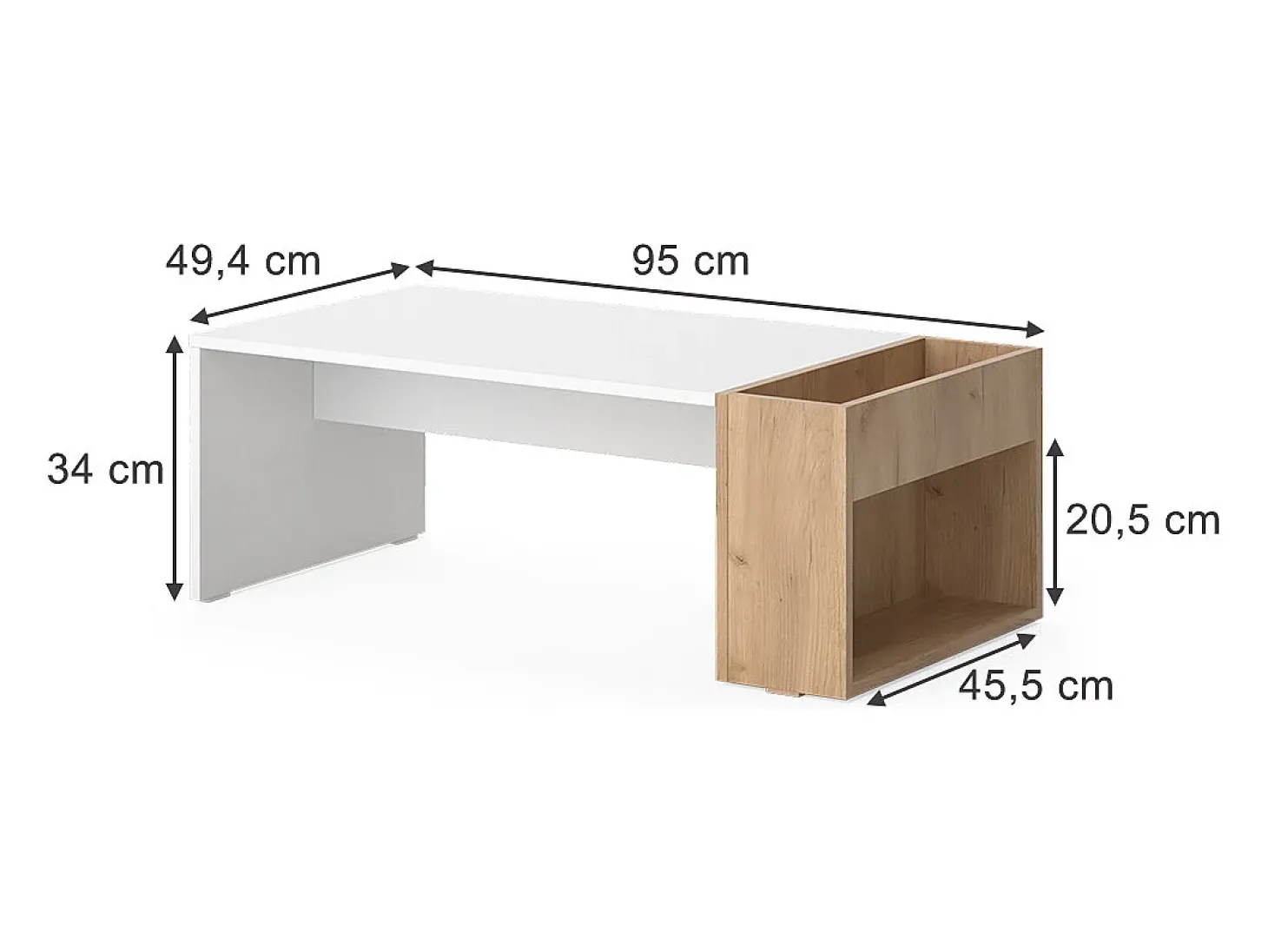 Couchtisch carvalho branco/dourado 95x49.4x34 chris