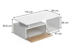 Couchtisch carvalho branco/dourado 118x59x39.8 roland
