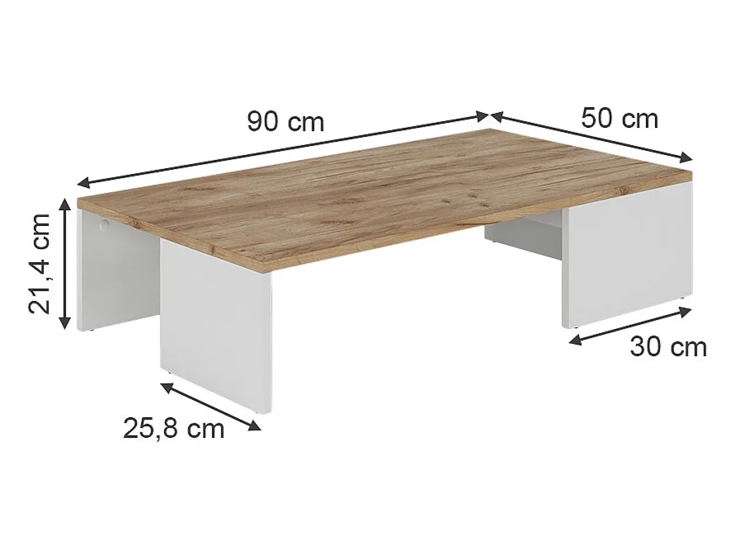 Couchtisch carvalho branco/dourado 90x50x21.4 hardi