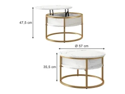 Couchtisch mármore branco 57x57x47.5 marlo