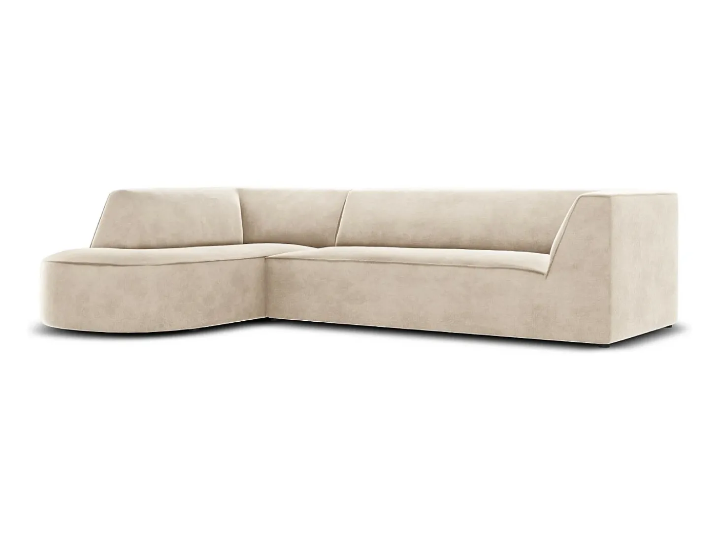 CXL by Christian Lacroix - Sofá de canto esquerdo "Charles" 4 lugares em veludo bege claro - 273x180x69cm