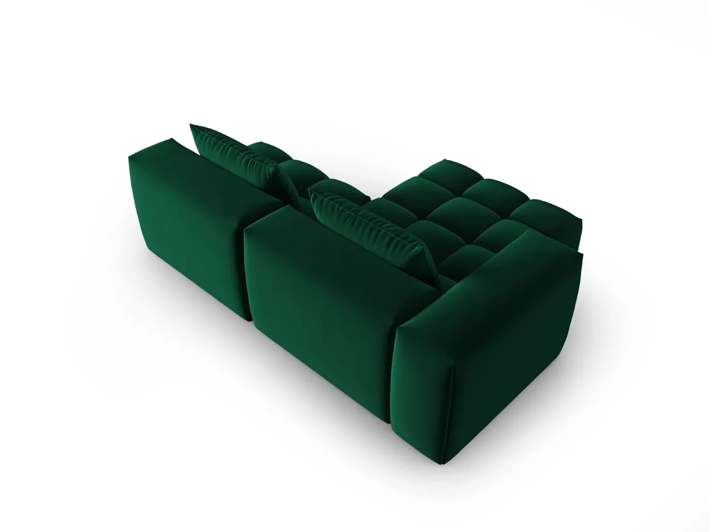 CXL by Christian Lacroix - Sofá modular de canto esquerdo "Lorella" 3 lugares em veludo verde garrafa - 205x145x70cm