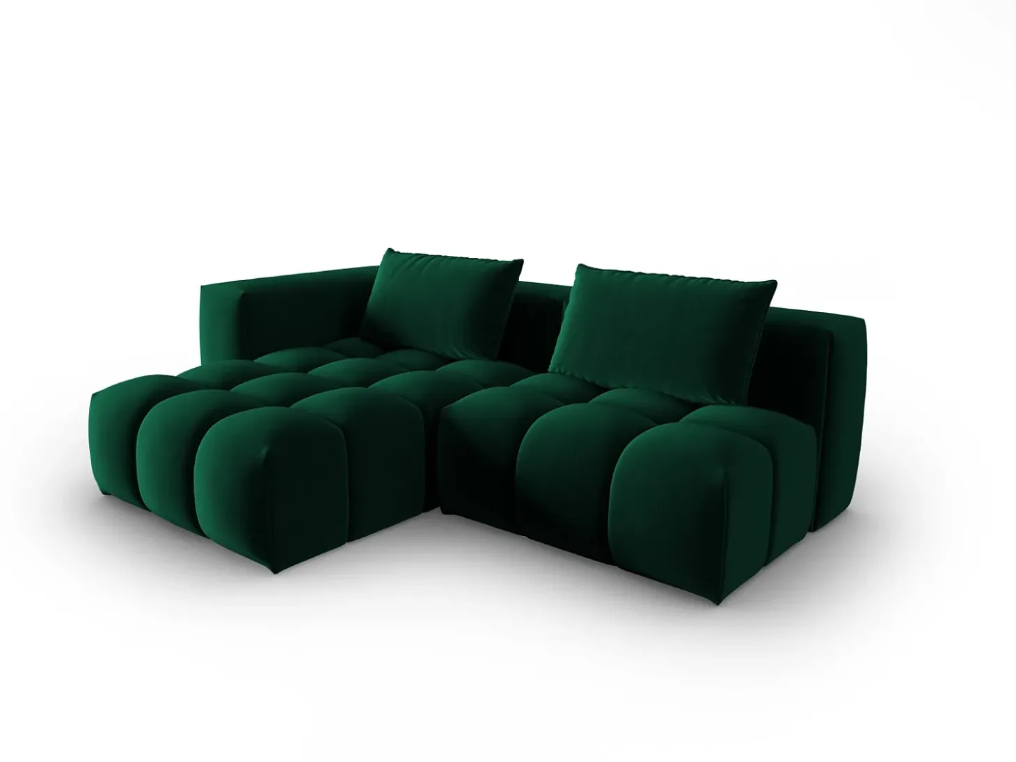 CXL by Christian Lacroix - Sofá modular de canto esquerdo "Lorella" 3 lugares em veludo verde garrafa - 205x145x70cm