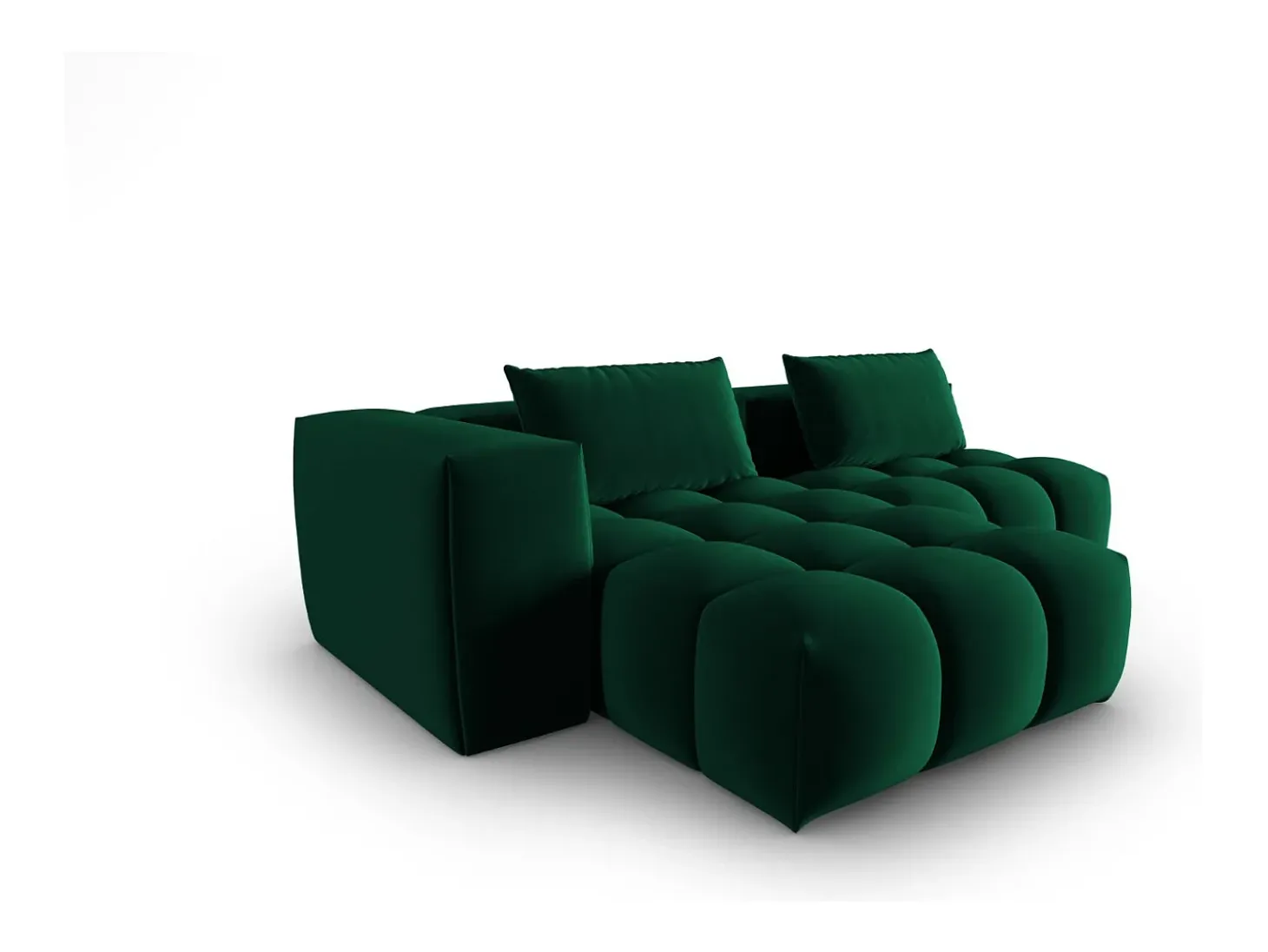 CXL by Christian Lacroix - Sofá modular de canto esquerdo "Lorella" 3 lugares em veludo verde garrafa - 205x145x70cm