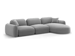 CXL by Christian Lacroix - Sofá modular de canto direito "Lucien" 4 lugares em veludo cinza claro - 320x165x70cm