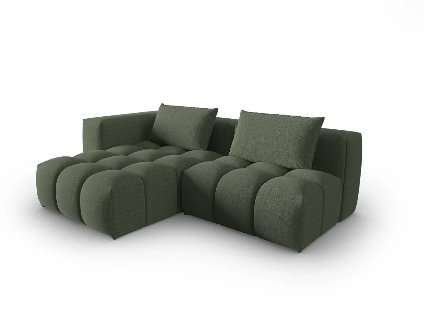 CXL by Christian Lacroix - Sofá modular de canto esquerdo "Lorella" 3 lugares em tecido estrutural verde oliva escuro - 205x145x70cm