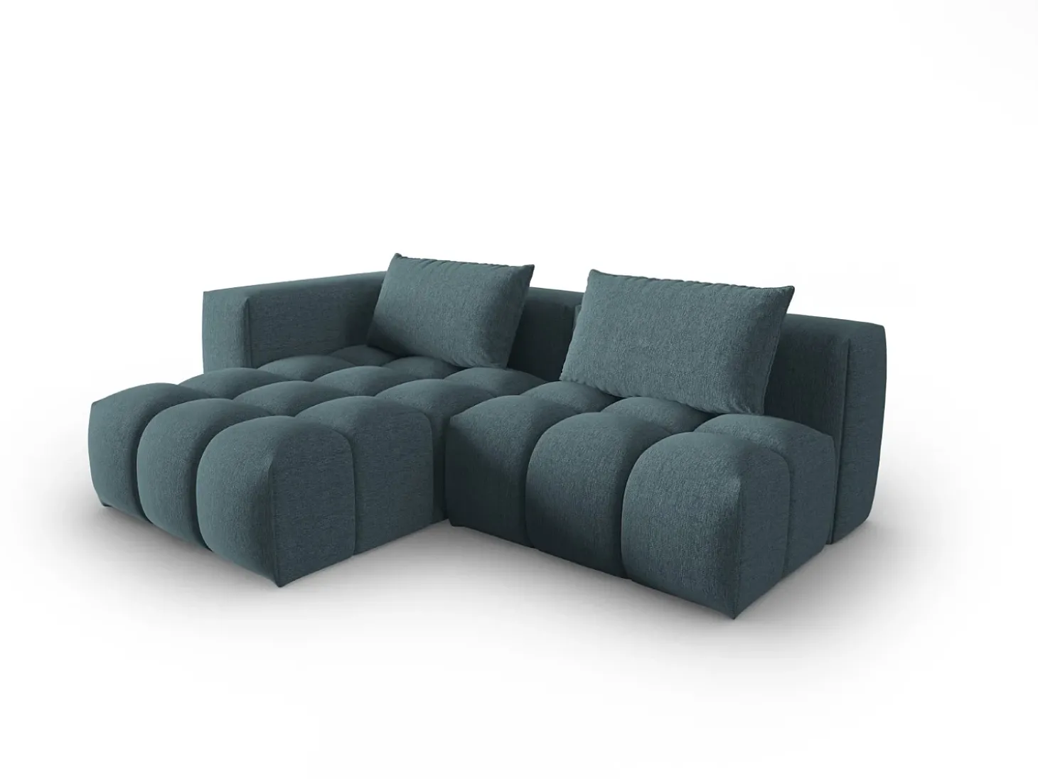 CXL by Christian Lacroix - Sofá modular de canto esquerdo "Lorella" 3 lugares em tecido estrutural azul claro - 205x145x70cm