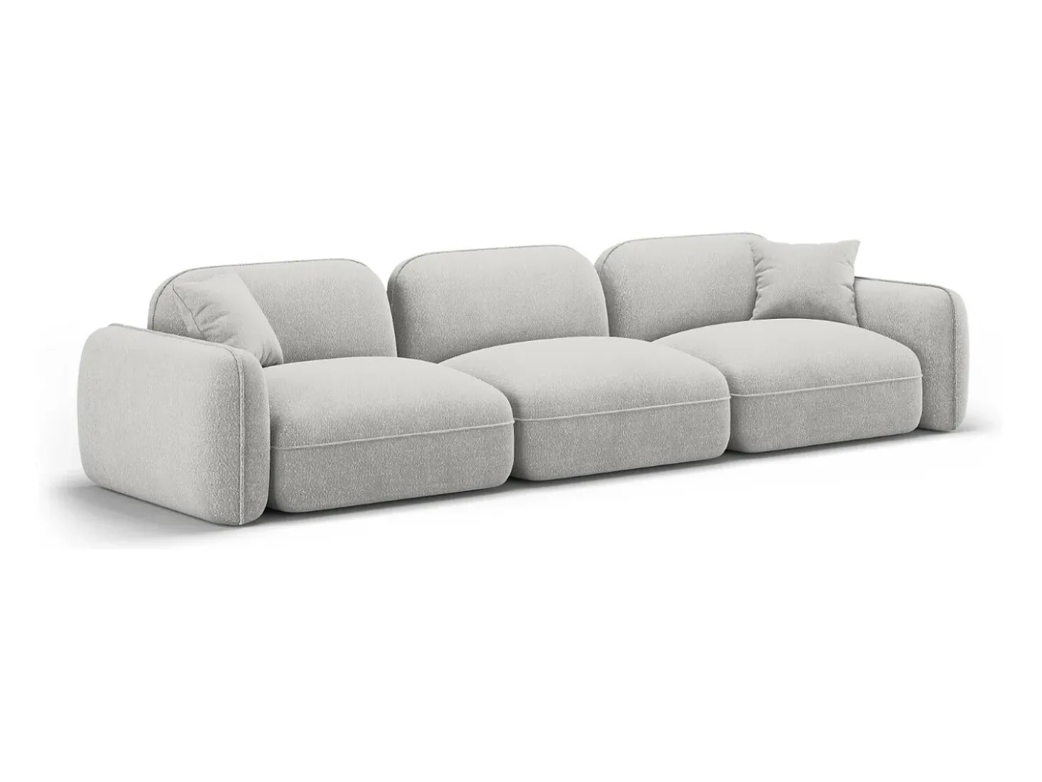 CXL by Christian Lacroix - Sofá modular "Lucien" 4 lugares em veludo cinza claro - 320x90x70cm