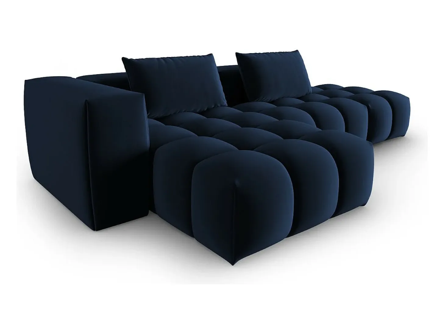 CXL by Christian Lacroix - Sofá modular de canto esquerdo "Lorella" 4 lugares em veludo azul real - 265x145x70cm