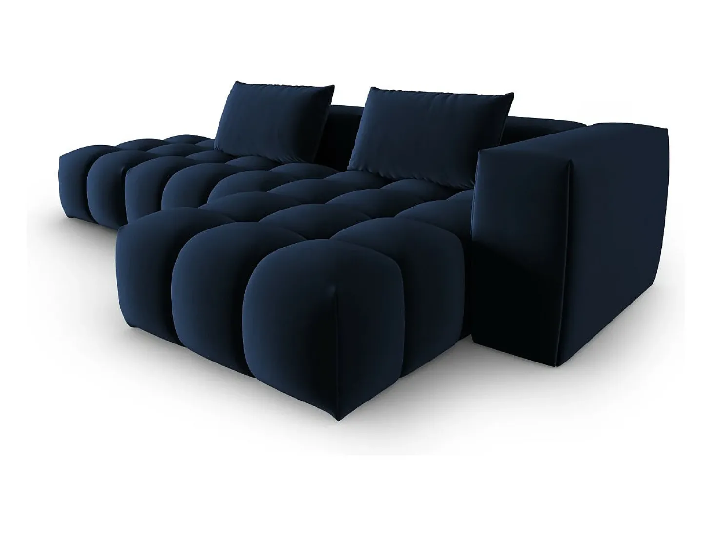 CXL by Christian Lacroix - Sofá modular de canto direito "Lorella" 4 lugares em veludo azul real - 265x145x70cm