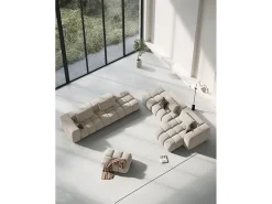CXL by Christian Lacroix - Sofá modular direito "Lorella" 3 lugares em tecido estrutural areia - 265x85x70cm