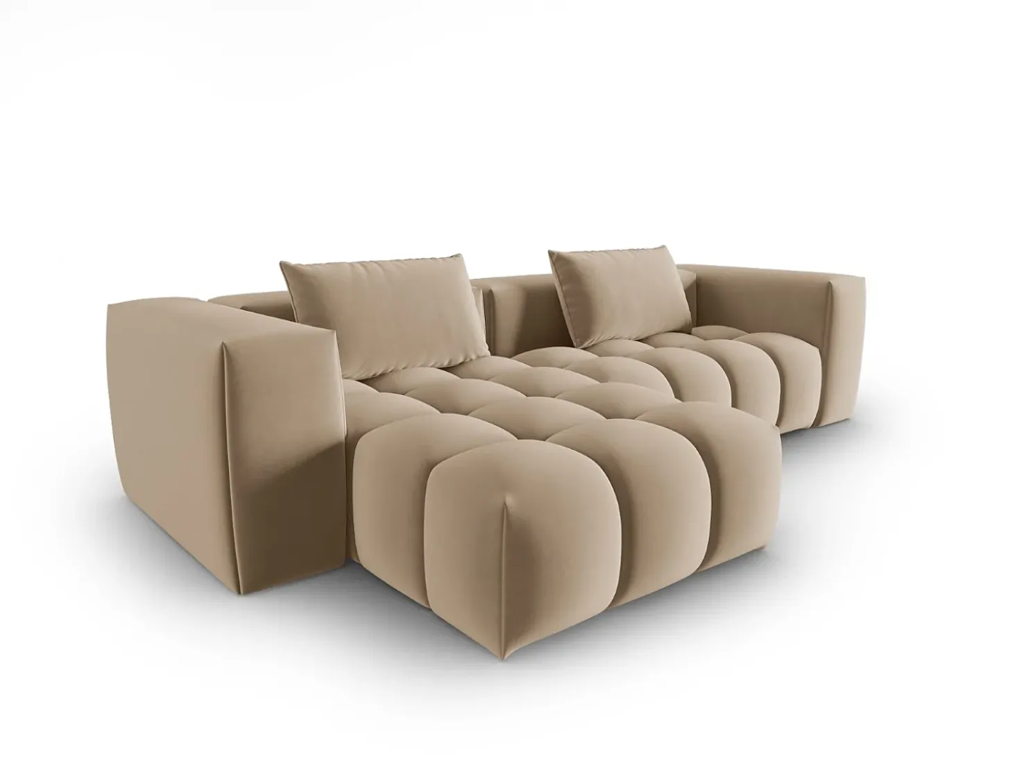 CXL by Christian Lacroix - Sofá modular de canto esquerdo "Lorella" 3 lugares em veludo areia - 260x145x70cm
