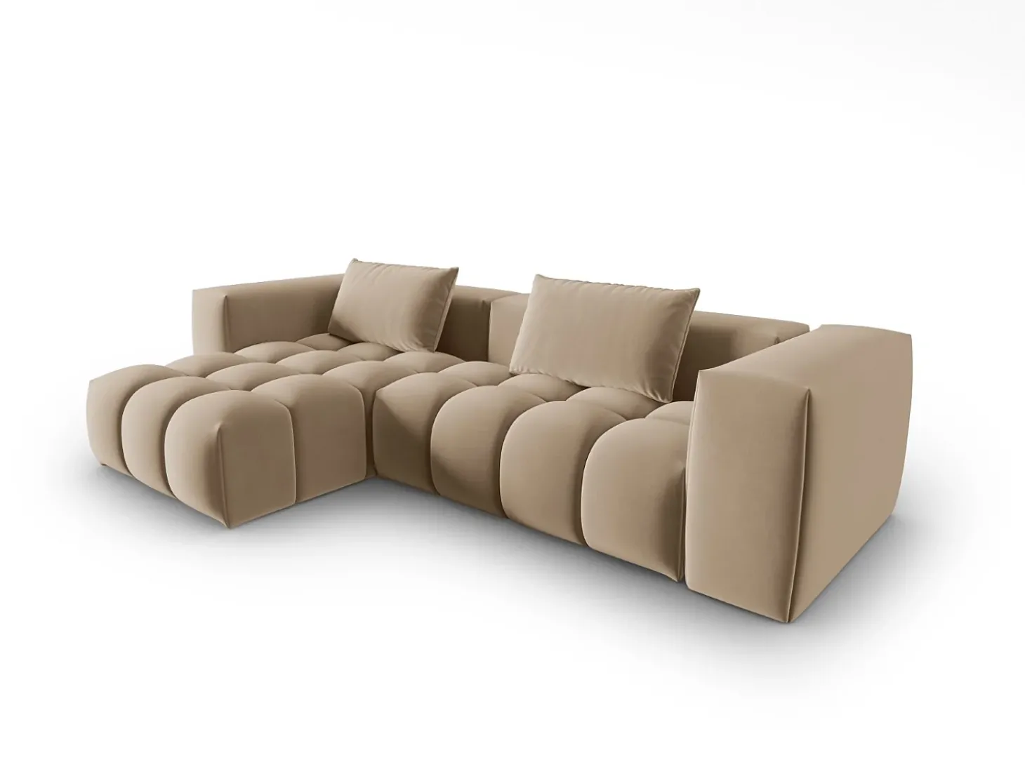 CXL by Christian Lacroix - Sofá modular de canto esquerdo "Lorella" 3 lugares em veludo areia - 260x145x70cm
